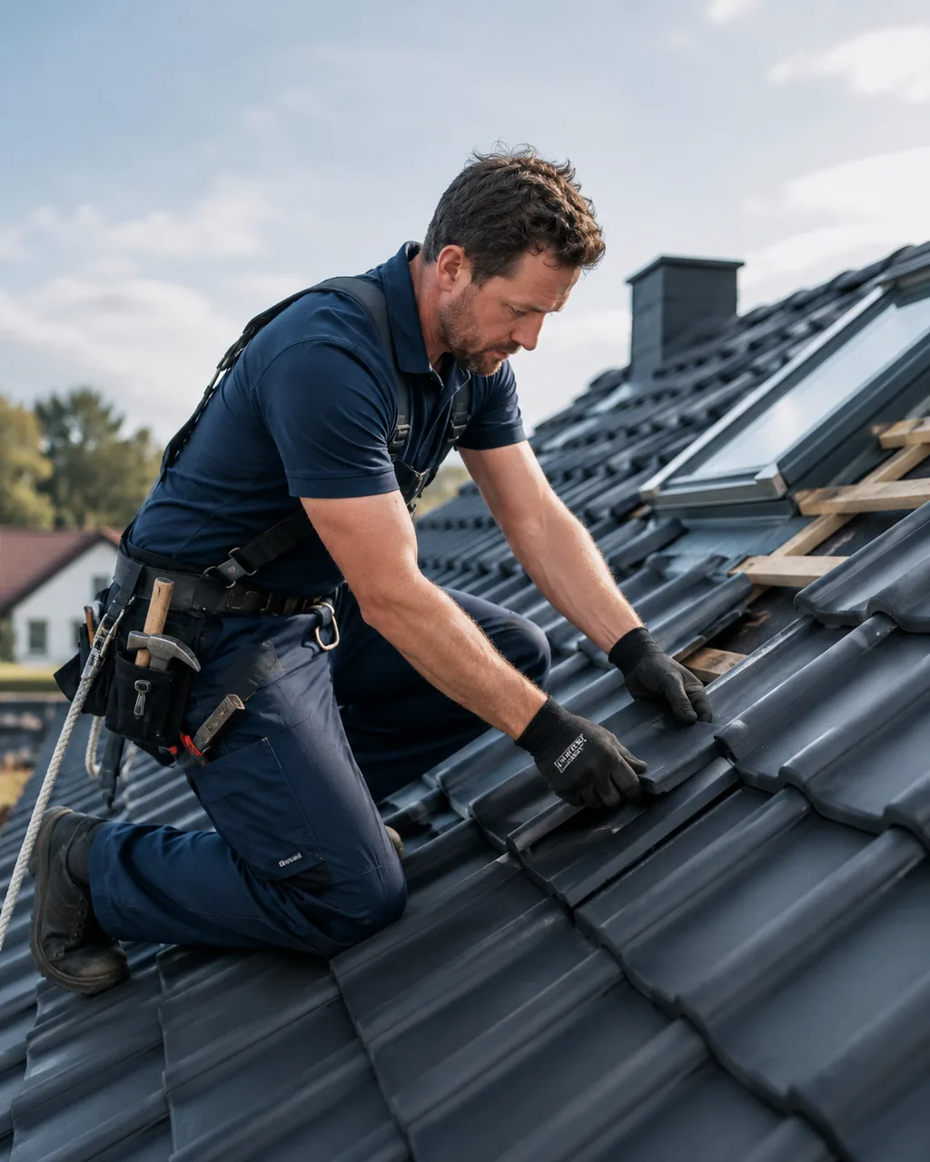 Dachdecker bei der Arbeit